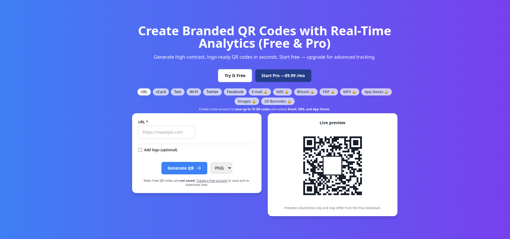 QR Scan Pro web app preview